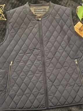Zara Quilted Navy Vest - Sleeveless Zip Front